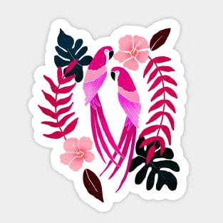 Tropical parrots - magenta Sticker